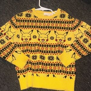Yellow Pikachu Pattern Sweater